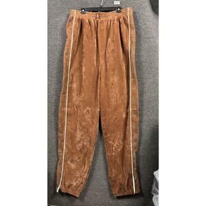 Koman Modern Basics Pants Mens 3XL Dark Brown Velour Track Joggers Side Zip Hem